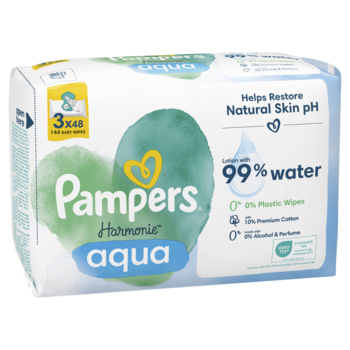 Дитячі вологі серветки Pampers Harmonie Aqua, 144 шт. (3 уп. по 48 шт.) - Pampik - 3