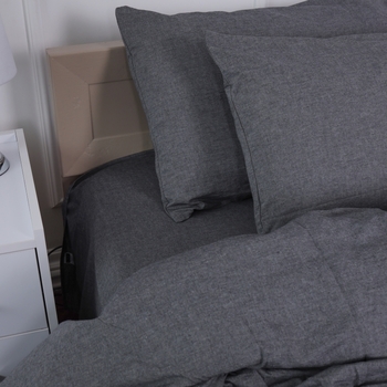 Простыня MirSon Вареный хлопок 40-0015 "Amelie" 110х160 см серая (2200009014109) - Pampik - 5