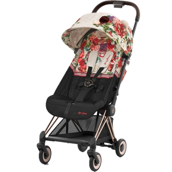 Прогулянкова коляска Cybex Coya Spring Blossom Light, біла з червоним (522003071) - Pampik
