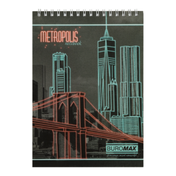 Блокнот на пружине сверху Buromax Metropolis А-5 48 листов красный (BM.24545101-05) - Pampik