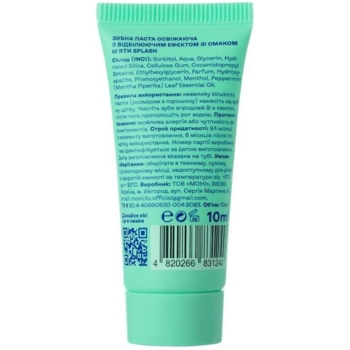 Зубна паста Splash освіжаюча з відбілюючим ефектом, зі смаком м'яти Splash, 10 мл - Pampik - 2