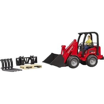 Игрушечная машинка Bruder Минипогрузчик Schaffer Compact 2630 с фигуркой и аксессуарами 1:16 (02191) - Pampik