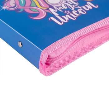 Папка для тетрадей YES Glamour пластиковая на молнии, В5, синяя (492206) - Pampik - 2