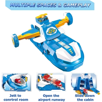 Игровой набор Super Wings Transforming Aircraft Воздушная База Робот со световыми и звуковыми эффектами EU760888) - Pampik - 9