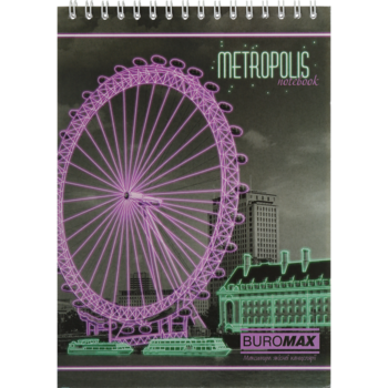 Блокнот на пружине сверху Buromax Metropolis А-5 48 листов салатовый (BM.24545101-15) - Pampik
