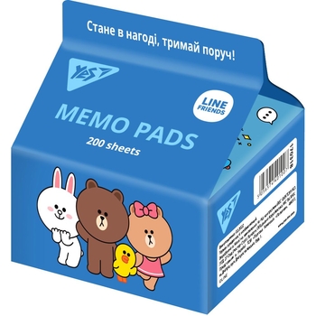 Бумага для записей Yes Tetra Pak Line Friends 7х7.5 см 200 листов (170318) - Pampik