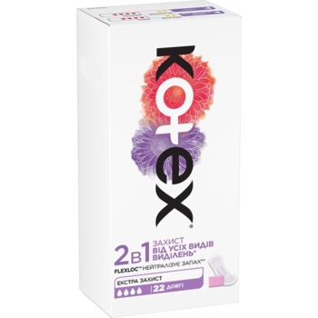Ежедневные прокладки Kotex Extra Protect 2 в 1 длинные, для легкой степени недержания, 22 шт. - Pampik - 2