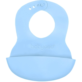 Нагрудник BabyOno мягкий с регулируемой застежкой, небесно-голубой, 32x23 см (835/05) - Pampik