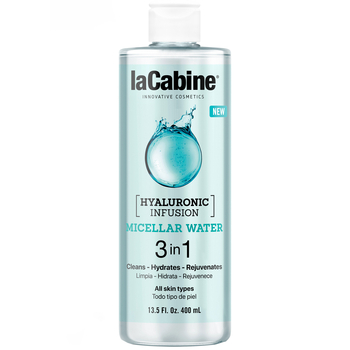 Міцелярна вода з гіалуроновою кислотою La Cabine 3в1 глибоке очищення, зволоження та омолодження 400 мл - Pampik