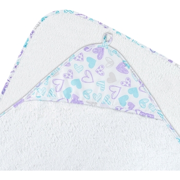 Уголок махровый Home line сердца 90х90 см белый с лавандовым и бирюзовым (179690) - Pampik - 2