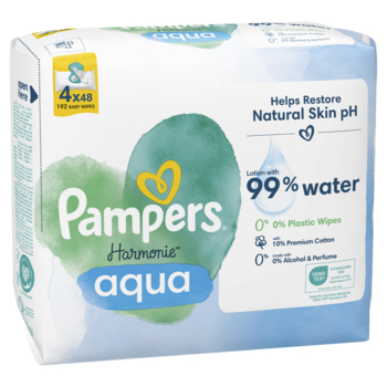 Дитячі вологі серветки Pampers Harmonie Aqua, 192 шт. (4 уп. по 48 шт.) - Pampik - 3