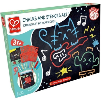 Набір для малювання Hape Трафарети з крейдою (E1068) - Pampik - 5