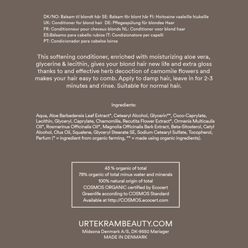 Органічний кондиціонер Urtekram Camomile для світлого волосся, 180 мл - Pampik - 2