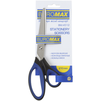 Ножницы Buromax с ассиметричными ручками и резиновыми вставками 210 мм (BM.4512) - Pampik