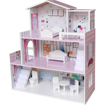 Игрушечный домик деревянный FreeON розовый (47290) - Pampik - 2