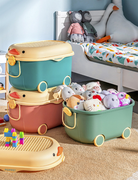 Многофункциональный ящик для хранения игрушек Poppet Утенок Грин на колесах средний (PP-001G-M) - Pampik - 8