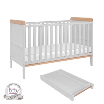 Кроватка Tutti Bambini Rio с пеленатором и матрасом Deluxe Eco Fibre 140 х 70 см светло-серая (211030/7235.01) - Pampik - 2