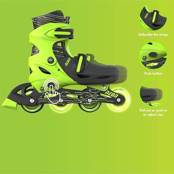 Роликові ковзани Neon Inline Skates розмір 34-37 зелені (NT08G4) - Pampik - 7