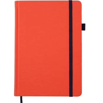 Блокнот деловой Buromax Bright А5 96 л. чистая (черный бумага) обложка искусственная кожа оранжевый (BM.295401-10) - Pampik