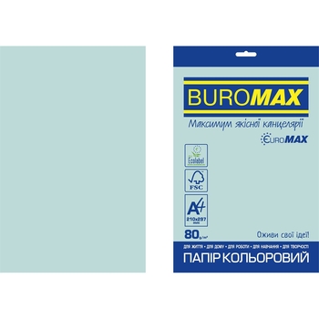 Бумага цветная Buromax Euromax Pastel 20 листов голубая (BM.2721220E-14) - Pampik