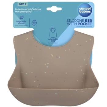 Слинявчик силіконовий Canpol Babies з кишенькою, бежевий (51/029_bei) - Pampik - 6