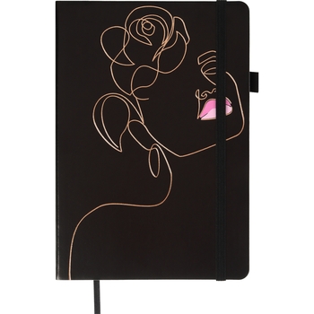 Блокнот деловой Buromax Cherie А5 96 л. без линирования (черный бумага) обложка искусственная кожа черный (BM.295405-01) - Pampik