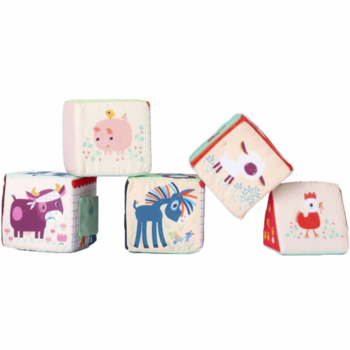 Набір із 5 м'яких кубиків Lilliputiens Ферма (83455) - Pampik