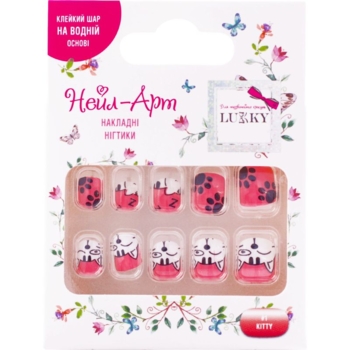 Детские накладные ногти Lukky Kitty многоразовые 10 шт. (T19422) - Pampik