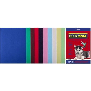 Набор цветной бумаги Buromax Dark+Pastel А4 50 листов 10 цветов (BM.27211150-99) - Pampik