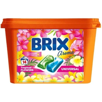 Капсули для прання Brix Aroma Universal Tropical Flowers 14 шт. - Pampik