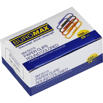 Скріпки кольорові Buromax 28 мм 100 шт. (BM.5015) - Pampik