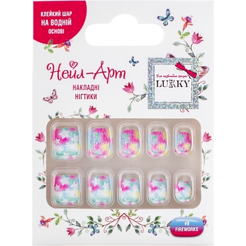 Детские накладные ногти Lukky Fireworks многоразовые 10 шт. (T19430) - Pampik