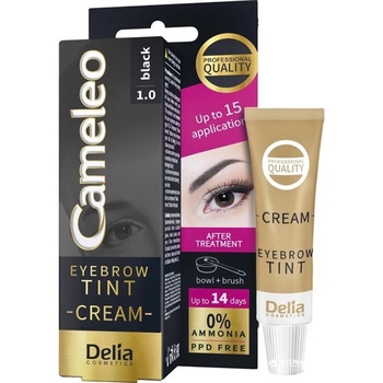 Крем-фарба для брів Delia Cosmetics Cameleo відтінок 1.0 Чорна 15 мл - Pampik