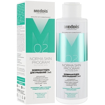 Ензимна пудра для вмивання 3 в 1 для жирної й проблемної шкіри Meddis Norma Skin Program - Pampik
