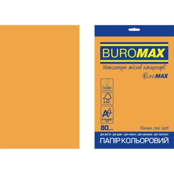 Бумага цветная Buromax Euromax Neon А4 20 листов оранжевая (BM.2721520E-11) - Pampik