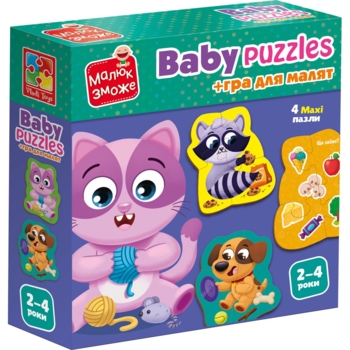 Пазли картонні з грою Vladi Toys Малюк зможе Хатні улюбленці, 15 елементів (VT1722-25) - Pampik