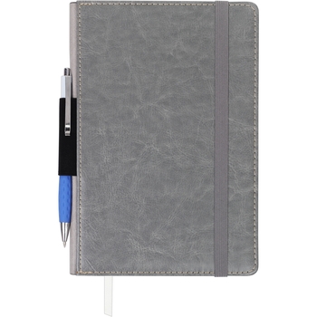 Блокнот деловой Buromax Logo2U Code А5 96 л. в клеточку обложка искусственная кожа серый (BM.295106-09) - Pampik