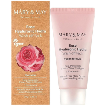 Зволожувальна глиняна маска Mary&May Rose Hyaluronic Hydra Wash off Pack 30 г (BT20223) - Pampik - 2