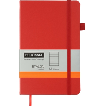 Книга записная Buromax Etalon в линейку 195х125 мм красная 96 листов (BM.291260-05) - Pampik