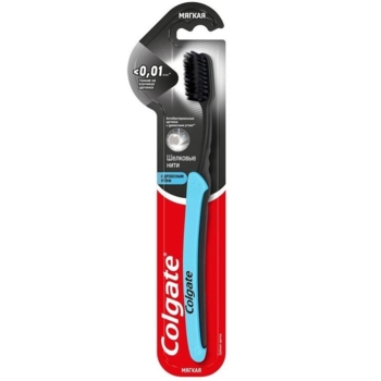 Зубная щетка Colgate Шелковые нити с древесным углем голубая (570267) - Pampik