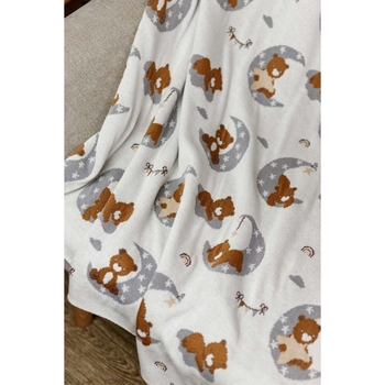 Плед Прованс Тедді на місяці 90х100 см білий (33719) - Pampik - 3