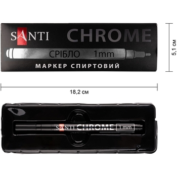 Маркер дзеркальний Santi Chrome 1 мм срібло (390775) - Pampik - 3