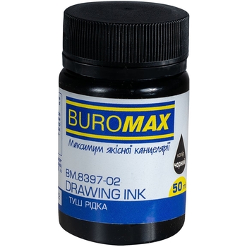 Тушь для каллиграфического письма Buromax 50 мл черная (BM.8397-02) - Pampik