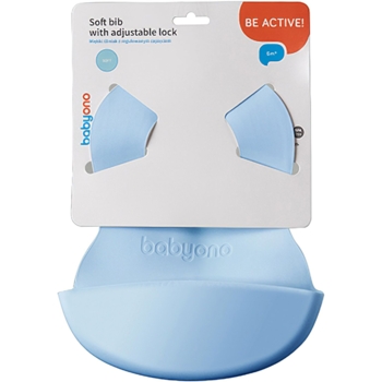 Нагрудник BabyOno мягкий с регулируемой застежкой, небесно-голубой, 32x23 см (835/05) - Pampik - 2