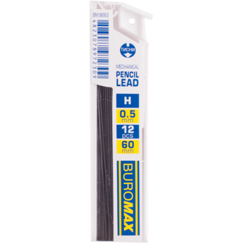 Стрижні для механічних олівців Buromax Н 0.5 мм 12 шт. (BM.8662) - Pampik
