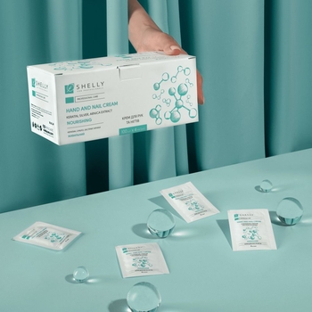 Крем для рук та нігтів Shelly з кератином, сріблом і екстрактом арніки 4 мл х 100 шт. - Pampik - 3