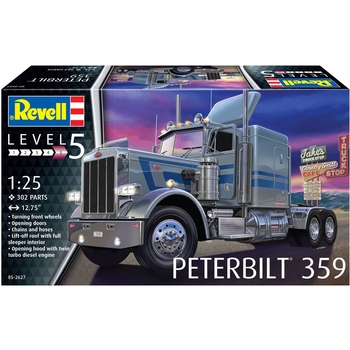 Сборная модель Revell Грузовой тягач Peterbilt 359 уровень 5, масштаб 1:25, 302 детали (RVL-12627) - Pampik