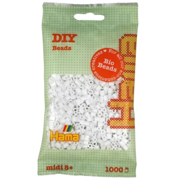 Термомозаика Hama Набор белых био-бусов Midi 5+ 1000 шт - Pampik