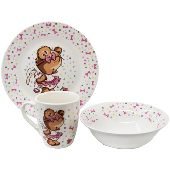 Набір дитячого посуду GGP Teddy Girl порцеляна 3 предмети (76001662) - Pampik