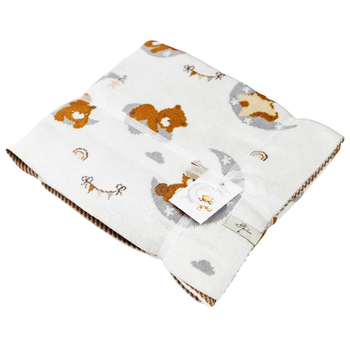 Плед Прованс Тедді на місяці 90х100 см білий (33719) - Pampik